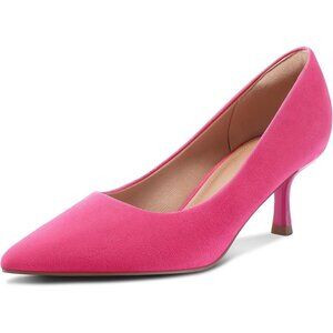 🆕Women's Hot Pink Pumps 2 inch Kitten Heel Pointed Toe Low Heel Dress Shoes